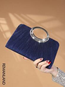 REMANLAND Sparkling, Radiant, Elegant And Charming, This Single Crystal-Embellished Fashionable Metal Clutch/Evening Bag Is Suitable For Ladies Attending Parties, Weddings, Galas And Other Occasions. This Evening Bag Is The Ideal Choice For Party Girls And Women, And Also Makes A Perfect Gift For The Female Recipient.