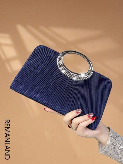 REMANLAND Sparkling, Radiant, Elegant And Charming, This Single Crystal-Embellished Fashionable Metal Clutch/Evening Bag Is Suitable For Ladies Attending Parties, Weddings, Galas And Other Occasions. This Evening Bag Is The Ideal Choice For Party Girls And Women, And Also Makes A Perfect Gift For The Female Recipient.