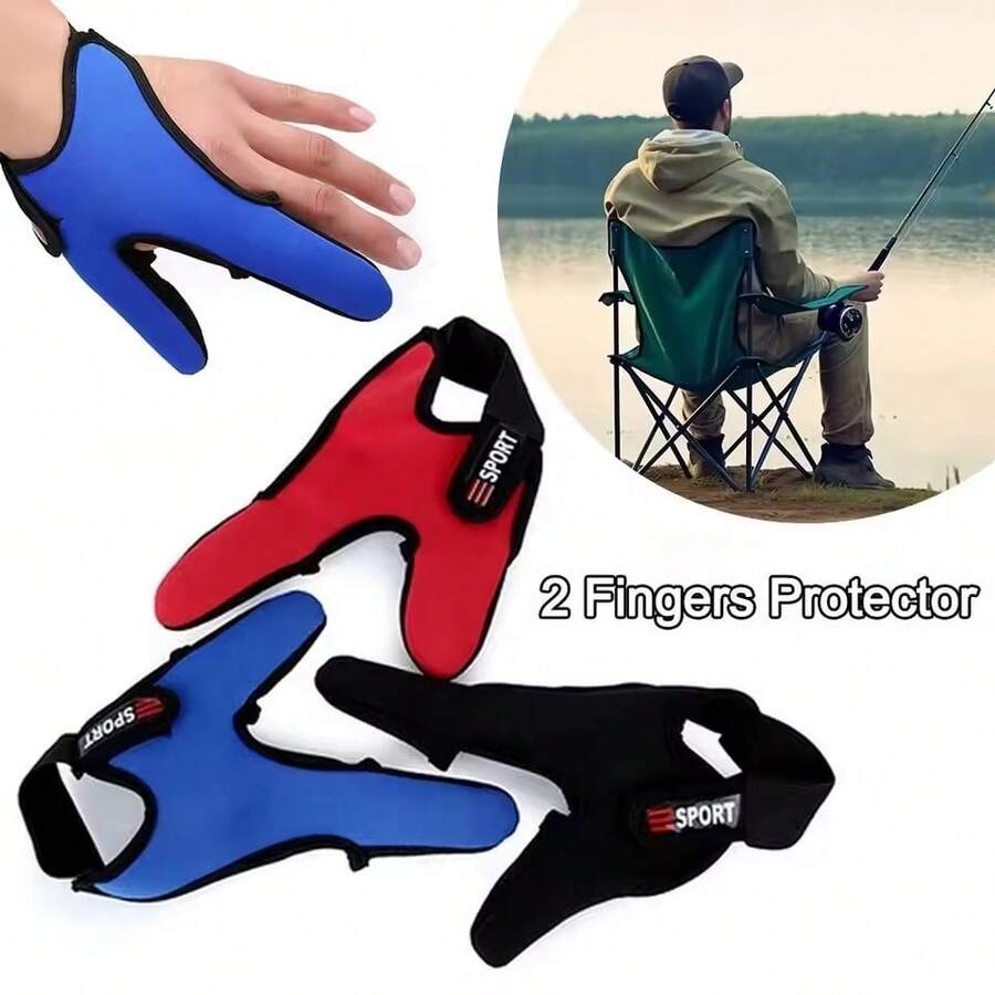 Guantes de pesca de 2 dedos, protector de dedos para tiro con arco antideslizante y anticorte, guantes de lanzamiento impermeables y duraderos - Multicolor - Ver 1