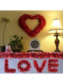 5件套情人节金属丝花环心形装饰，红粉相间，爱情主题，适用于婚礼、新娘送礼会、订婚、周年纪念日等场合 - 多用途悬挂式塑料心形装饰品，适合派对和节日 - 彩色 - 查看 8