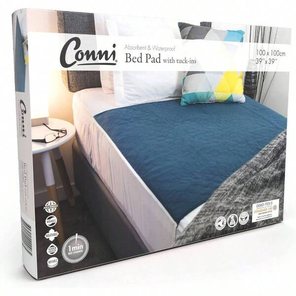 Reusable Bed Pad With Tuck - Ins, Absorbent, Waterproof And Washable Protector Pad Incontinence, Bed Wetting And Perspiration, Teal Blue,