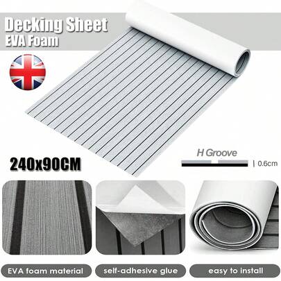 1PCS 240X90CM EVA Foam Boat Decking Self-Adhesive Faux Teak Marine Flooring Sheet Traction Pad For Boats Surfboard Swim Platform RV Floor