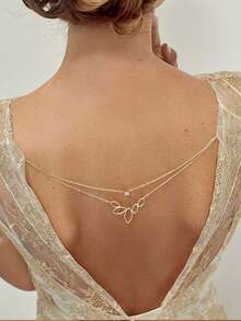 Fashionable Women's Sexy Multi-Layer Back Chain, European And American Style New Bride Crystal Body Chain - Gold - View 1