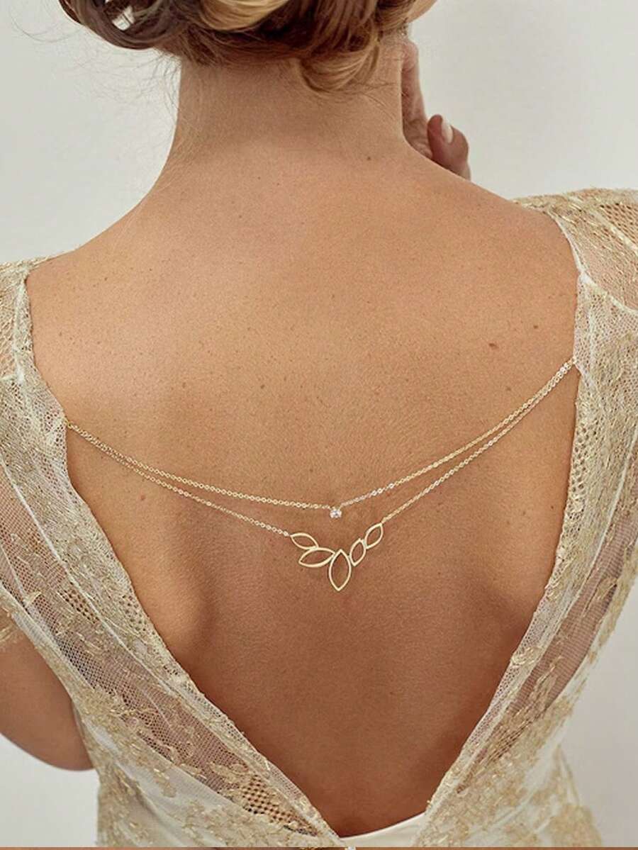 Fashionable Women's Sexy Multi-Layer Back Chain, European And American Style New Bride Crystal Body Chain - Gold - View 1
