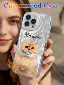 1 pieza Funda de teléfono personalizada con foto y nombre de mascota linda, transparente y a prueba de caídas, compatible con Samsung A13/A21s, compatible con iPhone XR/11/14, 2025phonecase - Multicolor - Ver 3