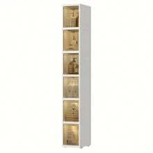 Local Delivery-Space-Saving 9.84" Narrow Plastic Adjustable Flip-Top Cabinet With Rolling Wheels - Transparent Slim Storage Organizer With Drawers & Shelves For Kitchen, Bathroom, Small Spaces - Heavy-Duty Durable Plastic Construction, White & Clear Design, Multi-Purpose Vertical Storage Cabinet For Home, Office, Apartment - Ideal For Books,, S, Seasonal Decor, Narrow Storage Cabinet, Stackable Storage Drawers, Cabinet Storage, Stackable Storage Cabinet, Slim Storage Cabinet - 六 - 查看 2
