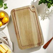 Multifunctional Wooden Kitchen Board, Wooden Cutting Board, Solid Wood Cutting Board With Juice Groove, Double-Sided Chopping Board, Household Kitchen Cutting Board, Butcher Block For Meat, Cheese, Bread, Vegetables And Fruits, Kitchen Essentials, Dorm Necessities, Convenient Hanging And Storage