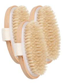 WANMEI 1支木质去角质磨砂刷，适用于沐浴、干刷和身体去角质。这款硅胶去角质身体刷采用柔软的天然刷毛，非常适合背部、腿部和足部，易于清洁，促进血液循环，去除死皮，是居家SPA的理想之选。