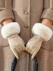 Women's Touchscreen Gloves In Beige, Waterproof With Soft Warm Thermal Lined , Winter Outdoor Gloves Halloween - Hồng - Xem 2