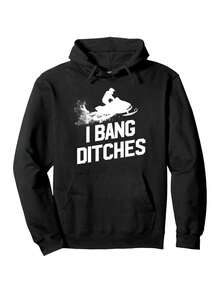 I Want To Hit Snowmobile Ditch Hoodie - Black - View 7