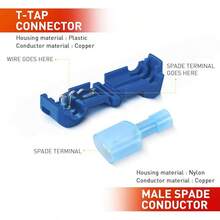 Nilight 120 pares/60 pares de terminales de de desconexión rápida de empalme, conectores de pala en, color azul, 16-14 AWG macho hembra totalmente aislado, kit de crimpado autosuperable - 120 piezas 16-14 AWG - Ver 6