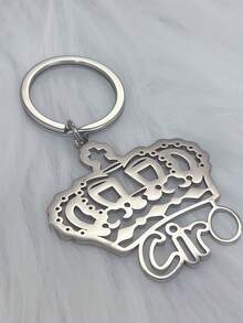 Boy's Keychain Crown Shaped Hollow Letter Personalized Initial Minimalist College Style Accessory, Delicate Anti-Lost Pendant, Birthday, Valentine's Day, Anniversary Gift - One Size - View 4