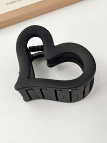 4 pezzi/1 pezzo Fermagli per capelli da donna a forma di cuore, leggeri in plastica, di colori nero, bianco, cachi e marrone, di 6,2 cm di lunghezza, eleganti e semplici, di colore unito, adatti per uso quotidiano, casual, festa, pendolarismo, spiaggia, acconciature, trucco, accessori per outfit