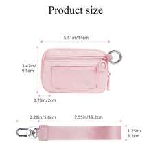 The Iris' Wallet 2nd Gen Or Dual Zipper Pouch Wallet, 5*3.5" The Iris Pouch Wristlet, Zippered Card Case With Id Window/Hand Strap Christmas Gift - 粉色 - 查看 2