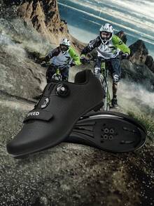 Professional Cycling Flat SPD Shoes Road Sneakers Men Footwear Dirt Bike Racing Bicycle Woman Road SPD Speed Cleat Biking,Anti-Slip And Wear-Resistant,Lightweight And Comfortable - Black - View 2