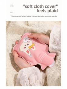 1pc Cartoon Plush Hot Water Bottle, Scald-Proof, Portable, Refillable Warm Pack - Multicolor - View 6
