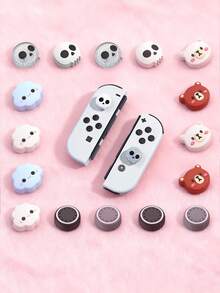 4 piezas Accesorios de tapa de palanca de mando de silicona lindos, compatibles con Switch/OLED/Lite Joy-Con, tapas de botón Panda Switch OLED, funda protectora de silicona antideslizante para el controlador Joy-Con, agarre para el pulgar de alto rendimiento - Fácil de instalar, proporcionando una mejor experiencia de juego - Multicolor - Ver 3
