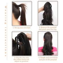 18英寸夹式马尾假发，西部风格 - 长款波浪水波纹假发，适用于拍照、日常佩戴和时尚造型 - 彩色 - 查看 9