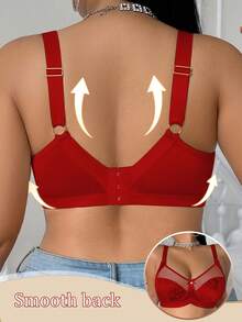 Áo ngực Racerback tối giản, thoải mái, họa tiết lưới vá gợi cảm cỡ lớn dành cho nữ - Đỏ - Xem 5