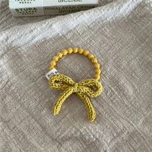 1个手工钩编蝴蝶结发圈 - 彩色弹力针织发绳，适合女性/女孩，可爱柔软的布艺发饰，可用于日常/派对发型，也可作为发绳、马尾辫发圈、发圈等使用。橡皮筋 - 彩色 - 查看 6