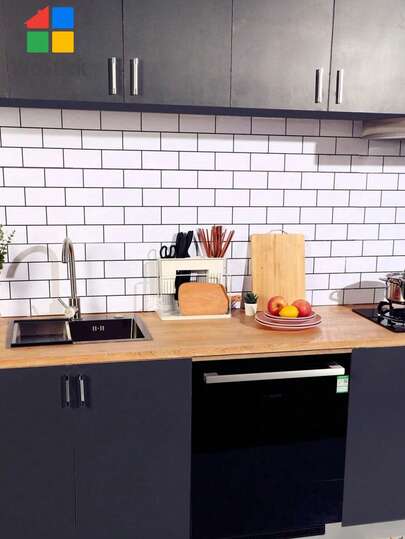 Kitchen Backsplash 3D Glossy Subway Peel And Stick Wall Tile Sticker Wallpaper, Stickers, Wall Decal, Vinyl Decal For Home Decorations, Spring Decoration Items Refresh Your Home, Rama Decoration Stickers Gifts Birthday Graduation Kitchen Decor
