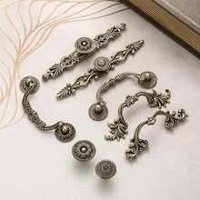 1pc European Zinc Alloy Carved Vintage Drawer Handle, Antique Bronze Knobs And Handles Classic Style Cabinet Pulls, High Quality Furniture Kitchen Dresser Bedroom Wardrobe Door Handles - Bronze - View 3