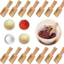 10pcs Mini Wooden Spoons, Bamboo Shower Salt Spoons, Tea Spoons, Laundry Powder Scoops, Milk Powder Scoops, Sugar Spoons, Multi-Purpose Wooden Spoons, Portable Spoons, Honey Spoons, Coffee Bean Scoops, Kitchen Utensils, Baking Tools - Khaki - View 13