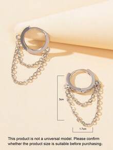 1 par Pendientes con diseño de cadena - Plateado - Ver 3