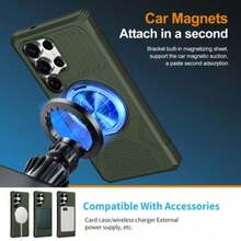 NEW Magnetic Wireless Charging Ring Holder Phone Case Compatible With Samsung S24/S25 Ultra/Plus A15 Holder Anti-Drop Protection Cover - 綠色 - 查看 4
