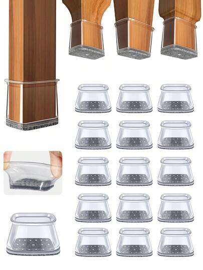 4/8/16/24 szt. prostokątnych ochraniaczy na nogi krzeseł, podkładki pod meble do podłóg z twardego drewna, ślizgacze do mebli do nóg krzeseł, silikonowe nakładki na nogi krzeseł, ochrona podłóg przed zarysowaniami i redukcja hałasu, odpowiednie do jadalni, hotelu, kawiarni, pięć stylów do wyboru (szary)