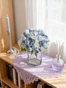 1/80 piezas Flores artificiales de peonía, rosas de té de seda, crisantemos de plástico, ramos de plantas falsas para decoración de boda, día de San Valentín, decoración del hogar, comedor, dormitorio, florero, fiesta de cumpleaños, decoración de Año Nuevo, accesorios de decoración de flores para la muñeca de la novia, decoración del coche de boda, decoración del arco del dintel - Azul - Ver 8