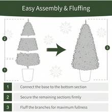 Puleo International 4.5ft Pre-Lit Potted Flocked Arctic Fir Tree With 70 Lights, 419 Realistic Dense Branch Tips, Easy Setup Artificial Trees With Sturdy Metal Stand - 6英尺植絨北極冷杉 120盞透明燈 - 查看 7