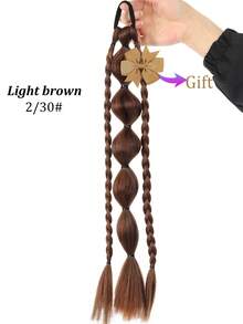 1PC Synthetic New Chinese Style Lantern Bubble Ponytail With Removable Yellow Bow For Girls Kids Sweet CoolLong Braid Lantern Boxing High Ponytail - Multicolor - View 8