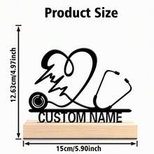 Fashion Customized Heart-Shape Stethoscope Metal Art, Custom Stethoscope Metal Ornaments With Wooden Base, Perfect Gift For Doctor, Hospital Workers, Special Family Decoration, Room Decor, Home Decor, Holiday Decor, Festivals Decor, Sence Decor, Bedroom Decor, Living Room Decor, Entrance Decor