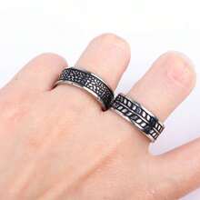 10枚时尚简约油滴不锈钢戒指，男女皆宜，朋克风复古饰品，生日派对礼物，无包装盒