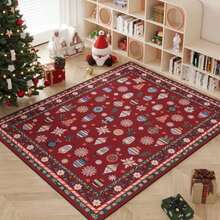 Rugcomf - Alfombra para sala de estar, 6 x 9 pulgadas, lavable a máquina, estilo bohemio, antideslizante, floral, clásico, de pelo bajo, alfombra grande para sala de estar, recámara, granja, comedor,(9' x 6' (Rectangular) Navidad copo de nieve rojo) - Tipo 2 - Ver 5