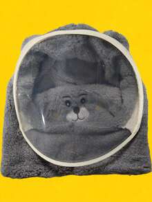 1件防风防寒毛绒保暖帽，学生骑行保暖防风口罩帽熊防风围巾套头帽，秋冬户外保暖神器