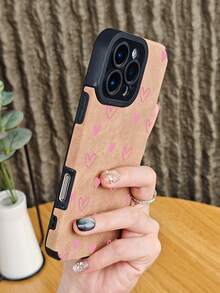 Niedliches rosa Herzmuster, schmale Passform, Schutzhülle für Teenager-Mädchen, ästhetisches Design, stoßfeste Rückseite, kratzfeste Bumper-Hülle, kompatibel mit iphone16 pro max/16pro/16plus/16/15promax/15pro/15plus/15/14promax/14pro/14plus/14/13promax/13pro/13/12promax/12pro/12/11promax/11pro/11/X/XS/XSmax