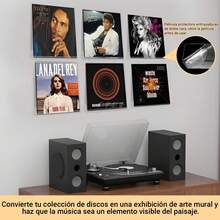 AEVIORA 8 Pcs Estantes Flotantes para Discos de Vinilo, Soporte para Vinilos de 12 Puadas, Repisa para Exhibición y Almacenamiento de álbumes, Soporte de Pared de Acrílico Transparente - negro - Ver 3