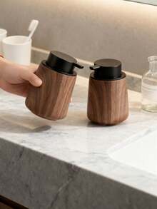 1pc Vintage Wood Grain Bathroom Foaming Soap Dispenser, Hand Wash & Dish Soap Storage Container, Farmhouse Decor, Foaming Soap Dispenser, Home Decor Accessory - Multicolor - View 1