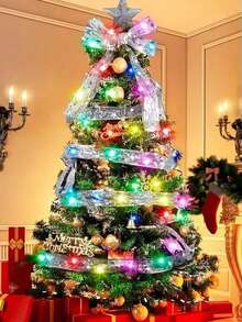 Christmas Satin Ribbon LED String Lights, Christmas Tree Gift Box Decor Fairy Lights, Waterproof Copper Wire Lights, Holiday Atmosphere Decoration Lights, Suitable For Christmas Party, Home, Window, Outdoor Yard, Garden Corridor - Multicolor - View 6