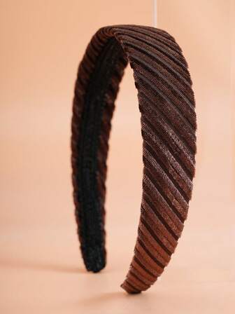 1pc Girls Striped Plush Headband, Fashionable Plush Headwear Suitable For Party Or Daily Use, Autumn/Winter