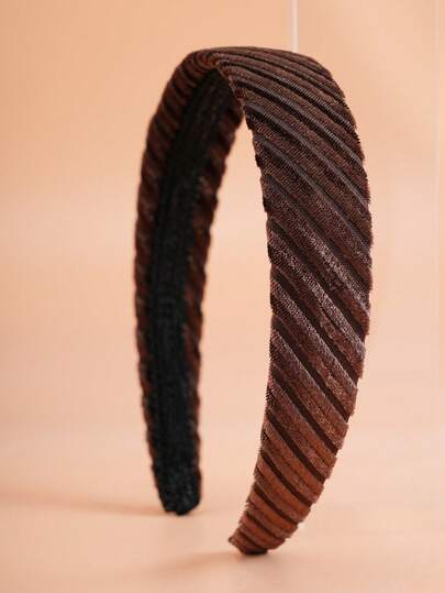 1pc Girls Striped Plush Headband, Fashionable Plush Headwear Suitable For Party Or Daily Use, Autumn/Winter