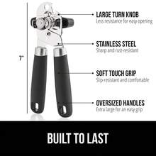 Heavy Duty Stainless Steel Smooth Edge Manual Can Opener And Bottle Openers, Soft Comfortable Handle, Oversized Handheld Turn Knob, US Designed Multifunctional Kitchen Tool, Black - Black - View 10