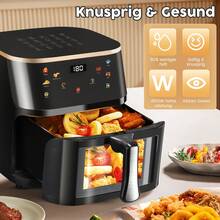 OYAJIA 9L Hot Air Fryer 1800W Air Fryer With Viewing Window & LED Touchscreen, Oil-Free Frying Up To 210°C, 20 Automatic Programs, Timer, Keep Warm Function, Non-Stick Container, Baking, Grilling, Roasting - màu đen - Xem 3