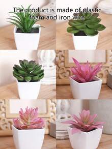 Bộ 1/6 cây xương rồng mini nhân tạo, thích hợp trang trí nhà cửa, phòng khách, bàn, bệ cửa sổ, bàn làm việc, quà tặng Ngày của Mẹ, tiệc cưới. - Bột xanh - Xem 7