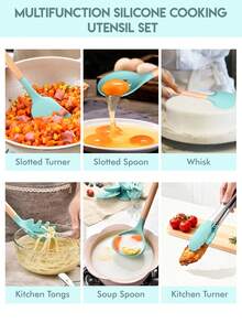 مجموعة أدوات المطبخ السيليكون ذات المقابض الخشبية (12 قطعة/مجموعة أو 44 قطعة/مجموعة) مقاومة للحرارة العالية وغير لاصقة، أدوات طهي وخبز، تستخدم في عيد الميلاد