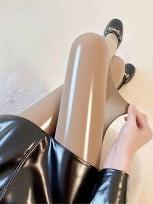 1 Pair Women's Black Base Oil Glossy Smooth Pantyhose Spring Summer Thin Sexy Horse Oil Stockings Plus Size Wear-Resistant Black Silk Women's Horse Oil Black Sexy Hot Girl Shiny Tight Stockings Plus Size Reflective Horse Oil - 性感黑[1件]高彈 - 查看 7