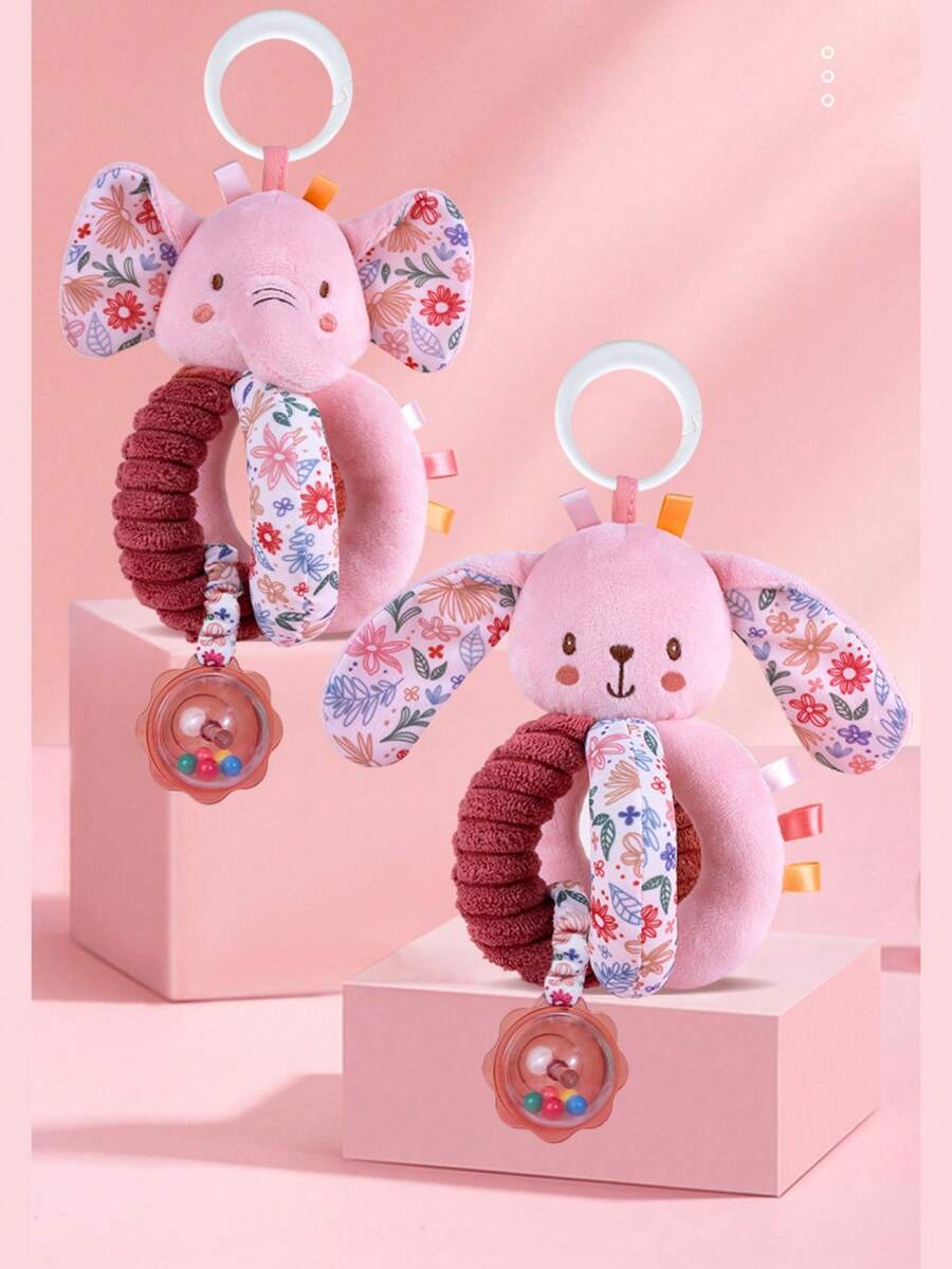 新款粉色多功能婴儿摇铃玩具，促进认知发展和手眼协调能力