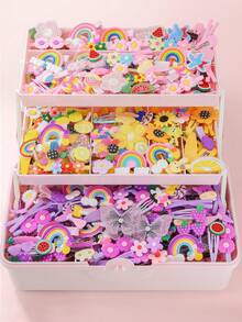 42pcs Girls Butterfly, Fruit, Animal, Cartoon, Flower, Rainbow Random Style Hair Clips, Simple Bangs Hairpins, Everyday Use & Gift - Multicolor - View 9